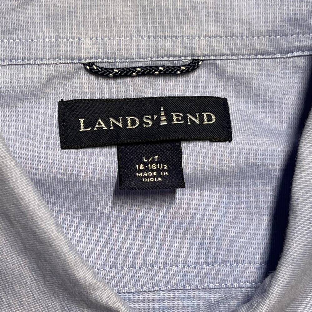 Lands End Mens Long Sleeve Button Down Shirt Light Blue Tall L *FLAW - Picture 4 of 10